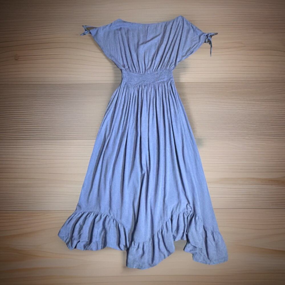 Cupshe Women's Size Small Blue Midi Maxi Dress Smocked Waist Cottagecore Boho - Picture 2 of 8